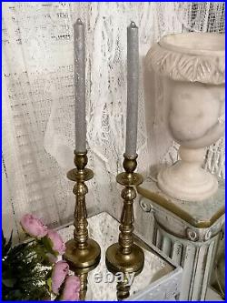 Pair of Victorian solid Brass Candle holder Italian pillar Candlestick 1.70 kg