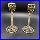 Pair-of-Vintage-6-Tall-Enamel-Candlesticks-Pink-Green-with-Crystals-01-lzii