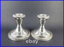 Pair of Vintage Alvin, USA Sterling Silver Squat Candlesticks