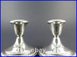Pair of Vintage Alvin, USA Sterling Silver Squat Candlesticks