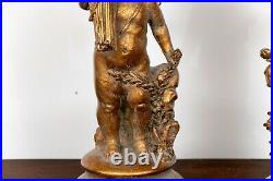 Pair of Vintage/Antique Carved Gilt Wood Putti Candlesticks