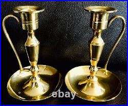 Pair of Vintage / Antique English Polished Brass 6/15cm Candlesticks, 200g each