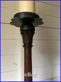 Pair of Vintage Antique Floor Standing Tall Candle Holders Stands Candlesticks