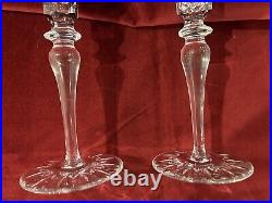 Pair of Vintage Bohemian Glass Amethyst Cut To Clear Candlestick Holders