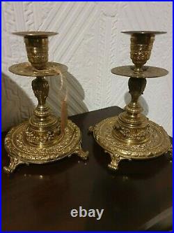 Pair of Vintage Brass Candlesticks by William Tonks & Son 1869-1900 Birmingham