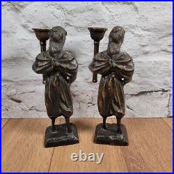 Pair of Vintage Brass Figural Candlesticks