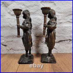 Pair of Vintage Brass Figural Candlesticks