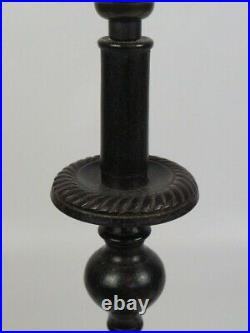 Pair of Vintage Elegant Laura Ashley Bronze Column Candlestick Lamps 50cm Tested