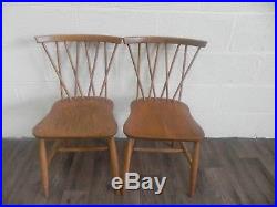 Pair of Vintage Ercol Candlestick Chairs Light Elm