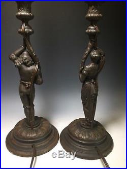 Pair of Vintage Figural Metal Candlestick Lamps