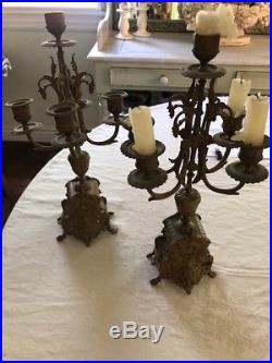Pair of Vintage Louis XV Style French Cast Brass Candelabra