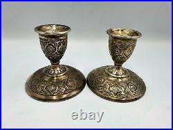 Pair of Vintage Persian Islamic Solid Silver Candlesticks