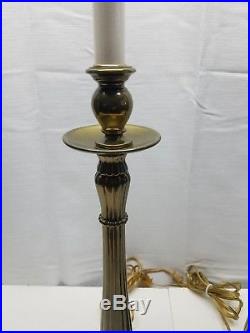 Pair of Vintage Rembrandt Candlestick Brass Table Lamps Light Hollywood Regency