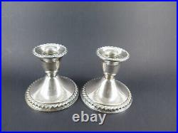 Pair of Vintage Rogers Sterling Silver Squat Candlesticks