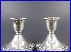 Pair of Vintage Rogers Sterling Silver Squat Candlesticks