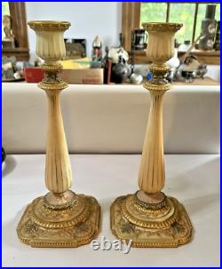 Pair of Vintage Royal Worcester 1873 Hand Painted Candlesticks (for repair)