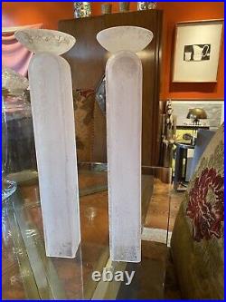 Pair of Vintage Seguso Vetri d'arte Tall Glass Candlesticks