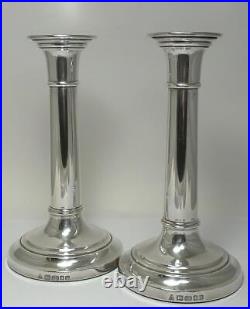 Pair of Vintage Sterling Silver Pillar/Column Candlesticks (7)- Hallmarked 2006