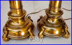 Pair of Vintage Stiffel Brass Heavy Metal Candlestick Lamps