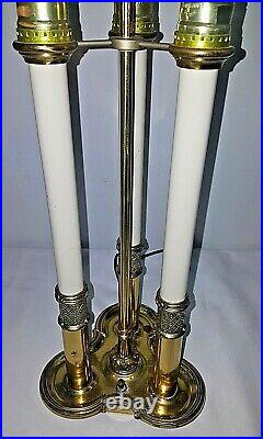 Pair of Vintage Stiffel French Brass Bouillotte Lamps with 3 Candlesticks Light