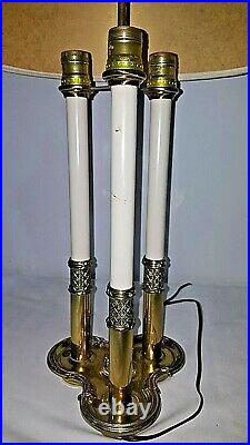 Pair of Vintage Stiffel French Brass Bouillotte Lamps with 3 Candlesticks Light