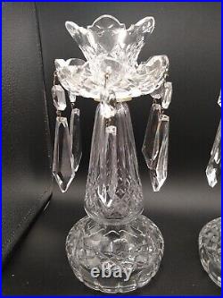 Pair of Vintage Waterford Cut Crystal LISMORE Pattern Candelabras 10 Tall
