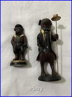 Pair of Vintage Whimsical Bulldog/Dog Butler Statue/Candle Holders