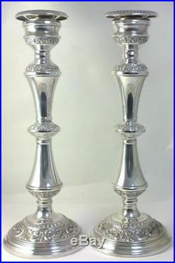 Pair of Vintage hallmarked Sterling Silver 26cm (10.4) Candlesticks 1970