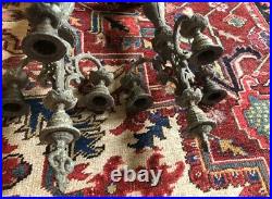 Pair of antique vintage candlesticks candleholders candelabra patina rococo
