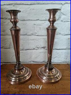 Pair of large copper candlesticks Vintage