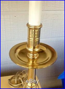 Pair of vintage Baldwin Williamsburg Brass Cathedral Candlestick table Lamps