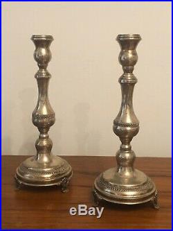 Pair sterling silver candlesticks candelabra Ornate 925 Vintage Antique