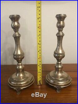 Pair sterling silver candlesticks candelabra Ornate 925 Vintage Antique