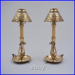 Pair vintage gimbal table candlesticks candle wall sconces brass 1940s English