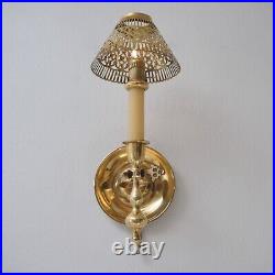 Pair vintage gimbal table candlesticks candle wall sconces brass 1940s English