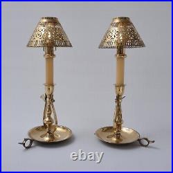 Pair vintage gimbal table candlesticks candle wall sconces brass 1940s English