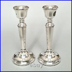 Pair vintage solid silver 5.9'' candlesticks, Francis Howard Ltd, B'ham 1976