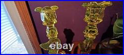 Perfect Pair MMA Vaseline Glass Fish Vintage Candlesticks Imperial Koi Dolphin