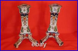 Porcelain candle holder pair vintage antique french english ceramic