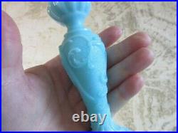 Portieux vallerysthal glass candlestick. CHIMERE. Blue opaline