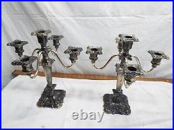 Pr Vintage Victorian Silver Plate Candle Sticks Candelabra Ornate Baroque