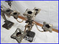 Pr Vintage Victorian Silver Plate Candle Sticks Candelabra Ornate Baroque