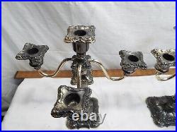 Pr Vintage Victorian Silver Plate Candle Sticks Candelabra Ornate Baroque