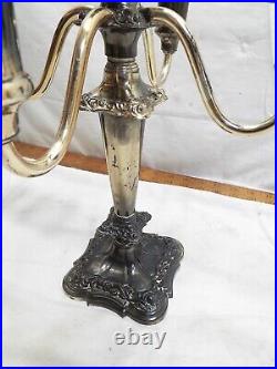 Pr Vintage Victorian Silver Plate Candle Sticks Candelabra Ornate Baroque