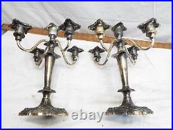 Pr Vintage Victorian Silver Plate Candle Sticks Candelabra Ornate Baroque