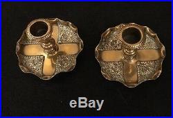 Quality Pair Vintage Antique Ornate Brass Candlesticks Candle Sticks Small Size
