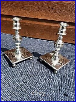 Quality Vintage Denmark Silverplate Pair Of Candlestick Designer MG