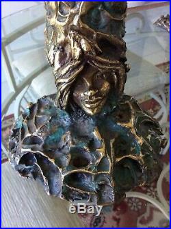 RARE D. Halverson Signed Vintage 1980s Bronze Sculpture Vase & Candlesticks