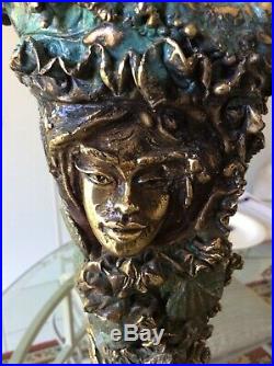 RARE D. Halverson Signed Vintage 1980s Bronze Sculpture Vase & Candlesticks