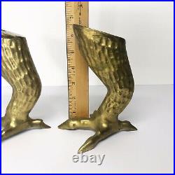 RARE HTF Vintage Brass Talon Eagle Raven Chicken Bird Claw CandleSticks Holders